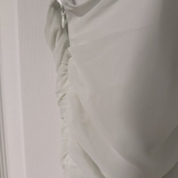 NWT Abercrombie & Fitch | One-Shoulder Chiffon Mini Dress In Light Green - Picture 8 of 12